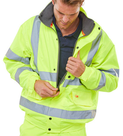 HIGH VISIBILITY FLEECE LINED BOMBER JACKET SATURN YELLOW