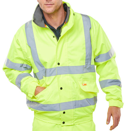 HIGH VISIBILITY FLEECE LINED BOMBER JACKET SATURN YELLOW