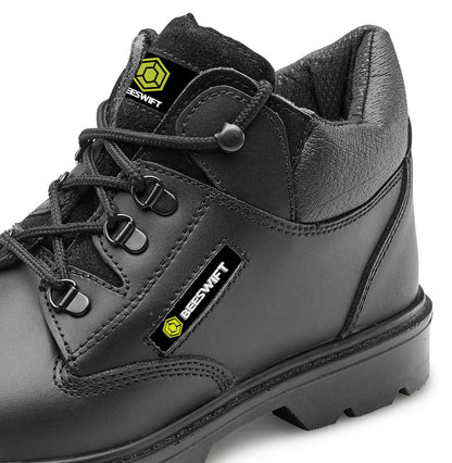 CLICK LEATHER MID CUT MIDSOLE BOOT BLACK