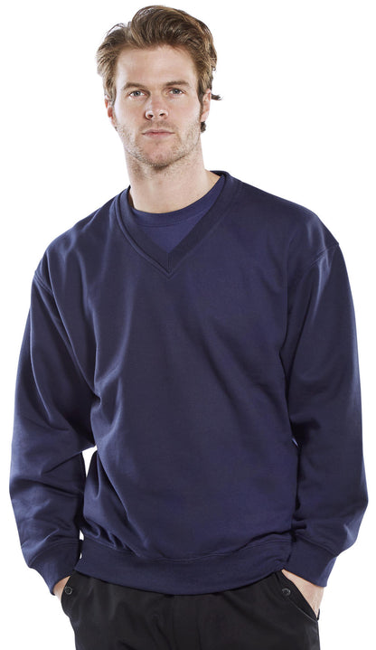 CLICK V-NECK SWEATSHIRT NAVY BLUE