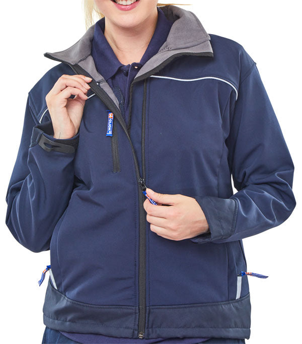 LADIES SOFT SHELL JACKET NAVY BLUE