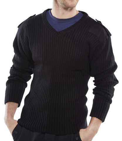 ACRYLIC MOD V-NECK SWEATER NAVY BLUE L