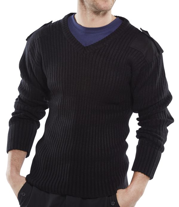 ACRYLIC MOD V-NECK SWEATER BLACK XXXL