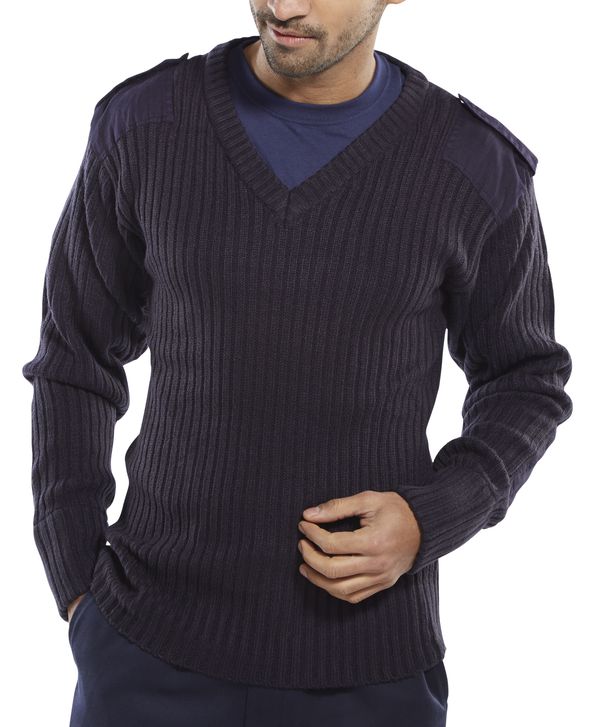 ACRYLIC MOD V-NECK SWEATER NAVY BLUE XXL