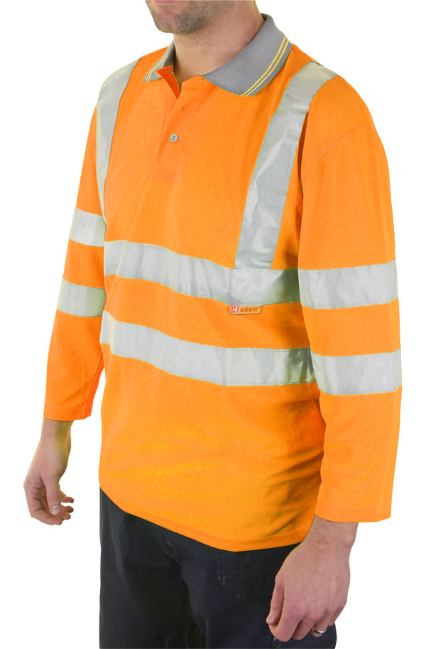 PLANT OPERATORS 3/4QTR SLEEVE POLO SHIRT ORANGE XL