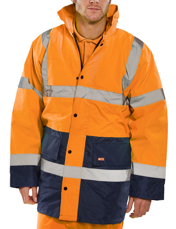 FLEECE LINED TRAFFIC JACKET ORANGE / NAVY