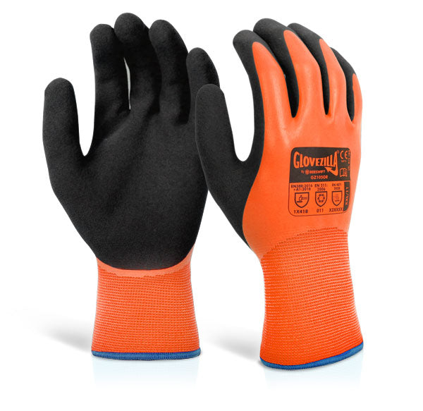 GLOVEZILLA WATERPROOF THERMAL NITRILE GLOVE BLUE L