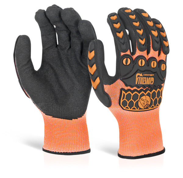 GLOVEZILLA SANDY NITRILE COATED GLOVE ORANGE M