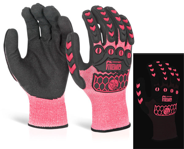 GLOVEZILLA GLOW IN THE DARK FOAM NITRILE GLOVE RED M