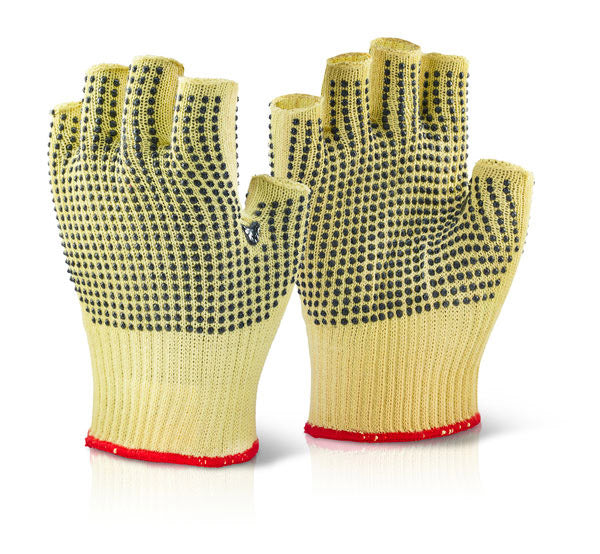 REINFORCED FINGERLESS DOTTED GLOVE YELLOW 09