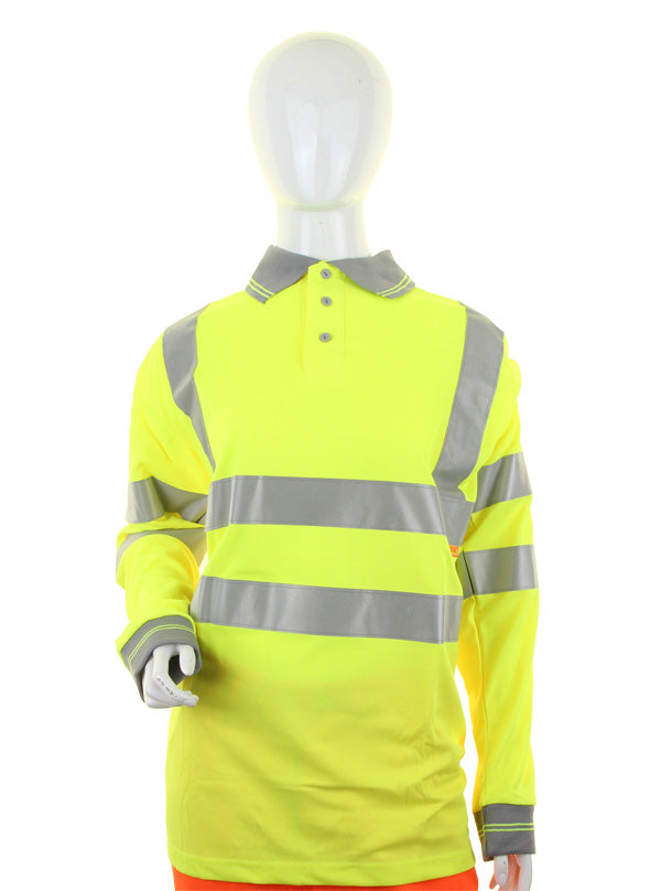 LADIES HIVIZ L/S POLO  SATURN YELLOW XXL