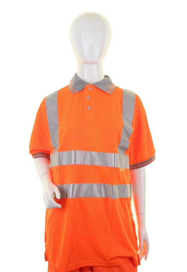 LADIES HIVIZ S/S POLO ORANGE S