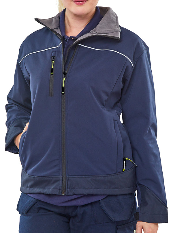 LADIES SOFT SHELL JACKET NAVY BLUE