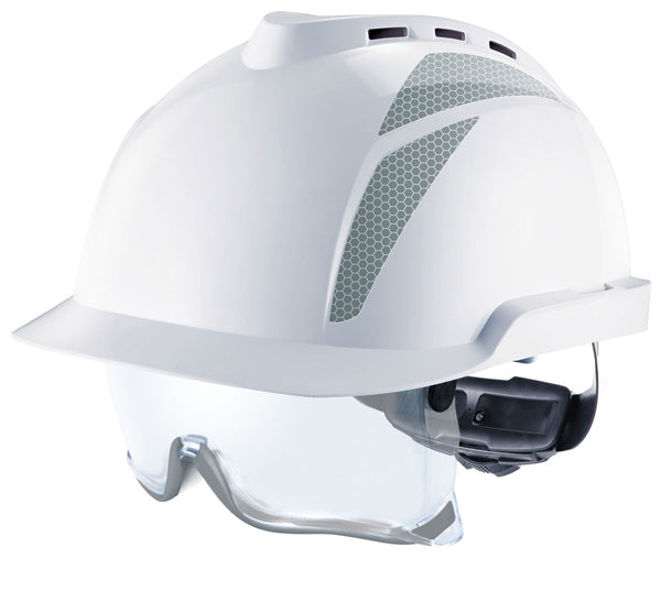 V-GARD 930 VENTED HELMET C/W INTEGRATED SPEC WHITE/RED 