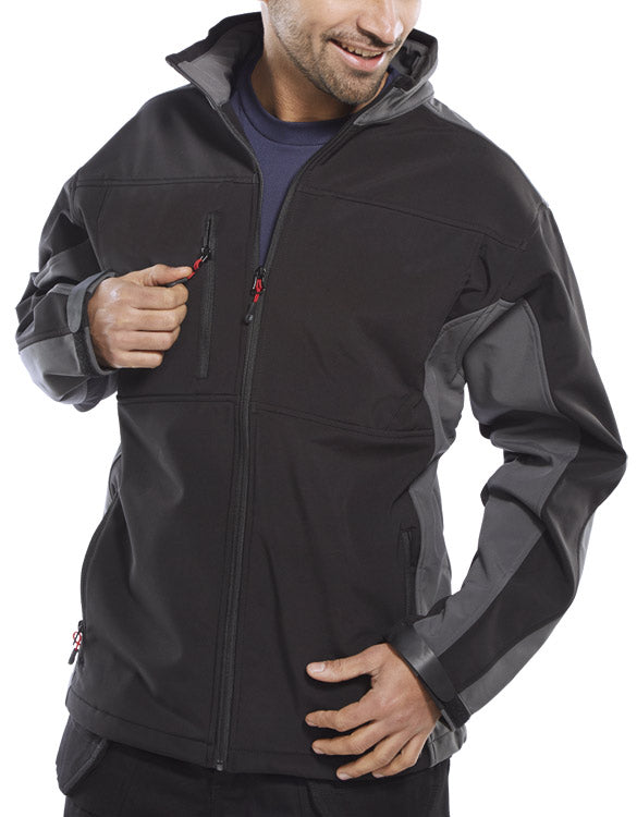 TWO TONE SOFT SHELL JACKET BLACK/GREY